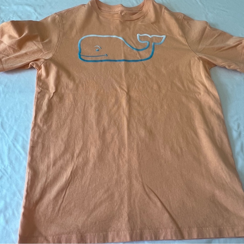 Vineyard Vines Boys Long Sleeve Whale Logo T-Shirt Peach Orange Cotton Size L 16